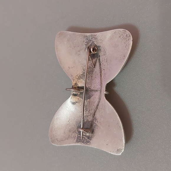 Vintage Antique 925 Sterling Silver Puffy Bow Brooch Pin or Pin Chunky Large - Picture 2 of 7